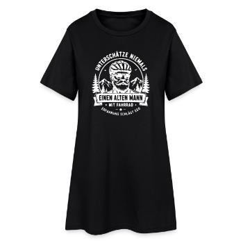 Unterschätze niemals alten Mann mit Fahrrad - Frauen T-Shirt-Kleid - Schwarz - Vorne