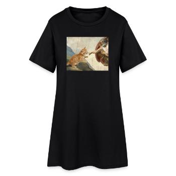 Chat gifle la main de Dieu Mème des chats drôles - Robe T-shirt Femme - noir - Devant