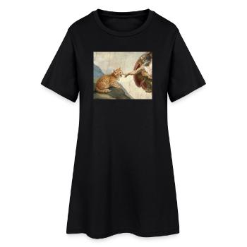 Chat gifle la main de Dieu Mème des chats drôles - Robe T-shirt Femme - noir - Devant