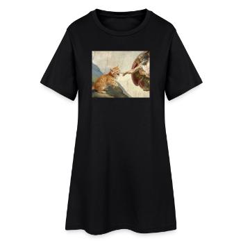 Chat gifle la main de Dieu Mème des chats drôles - Robe T-shirt Femme - noir - Devant