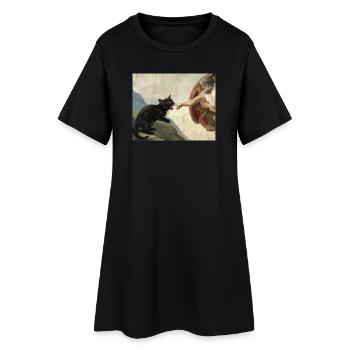 Chat gifle la main de Dieu Mème des chats drôles - Robe T-shirt Femme - noir - Devant