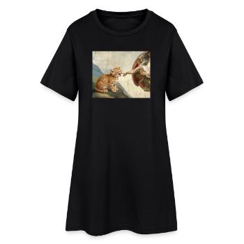 Chat gifle la main de Dieu Mème des chats drôles - Robe T-shirt Femme - noir - Devant