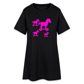 Chevaux - Robe T-shirt Femme - noir - Devant