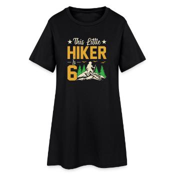 Enfants de randonnée Aventure pour le 6e anniversaire Enfants de randonnée - Robe T-shirt Femme - noir - Devant