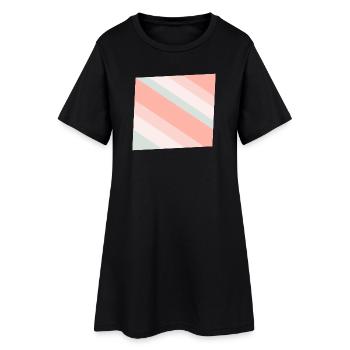 Bandes diagonales pastel Pêche menthe - Robe T-shirt Femme - noir - Devant