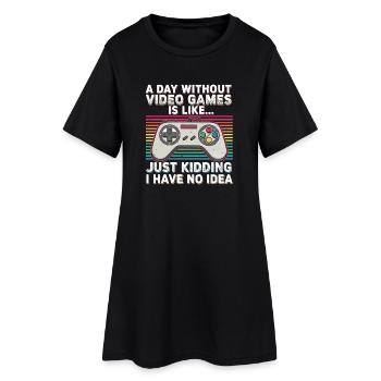 Retro Controller Humor Rainbow - Women’s T-Shirt Dress - black - Front