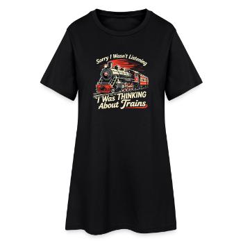 Je pensais aux trains au lieu d’écouter - Robe T-shirt Femme - noir - Devant