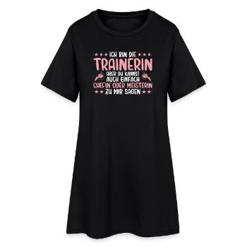 Trainerin Chefin oder Meisterin Fußballtrainerin - Frauen T-Shirt-Kleid - Schwarz - Vorne