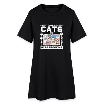 Chats et scrapbooking - Robe T-shirt Femme - noir - Devant