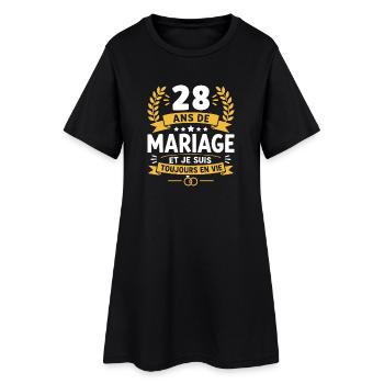28 Ans de Mariage Toujours en Vie - Robe T-shirt Femme - noir - Devant