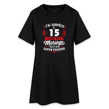 Survivre 15 ans de mariage : super pouvoir - Robe T-shirt Femme - noir - Devant