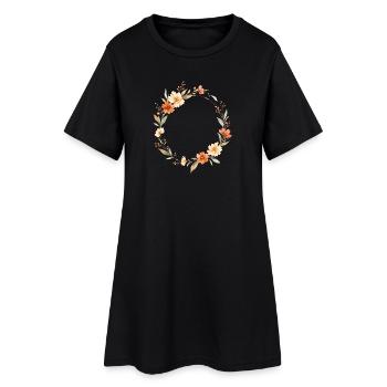 Boho Floral Wreath Personalizable - Women’s T-Shirt Dress - black - Front