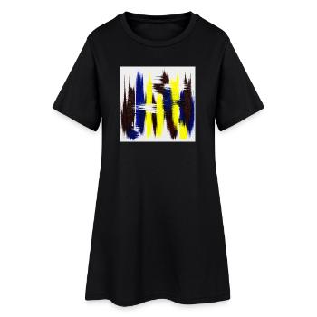 Énergie abstraite bleu et jaune - Robe T-shirt Femme - noir - Devant