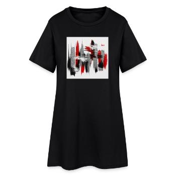 Abstraction Rouge Noir Gris - Robe T-shirt Femme - noir - Devant
