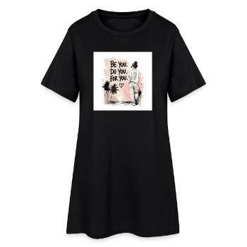 C44E0514-D160-4EC5-B75F-FFC0E88E6842 - Frauen T-Shirt-Kleid - Schwarz - Vorne
