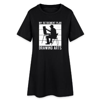 Drôle de peintre artistique : mon projet de retraite, cadeau de dessin - Robe T-shirt Femme - noir - Devant