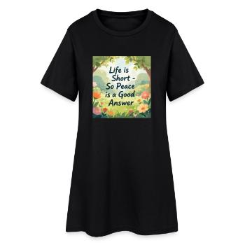 La vie est courte, la paix est une bonne réponse - Robe T-shirt Femme - noir - Devant