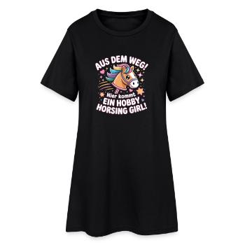 Hobby Horsing Girl Steckenpferd Pony Reiten Pferde - Frauen T-Shirt-Kleid - Schwarz - Vorne