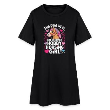 Hobby Horsing Girl Steckenpferd Pony Reiten Pferde - Frauen T-Shirt-Kleid - Schwarz - Vorne