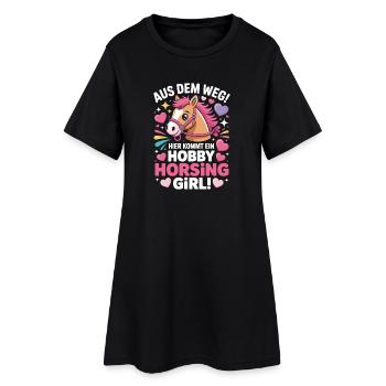 Hobby Horsing Girl Steckenpferd Pony Reiten Pferde - Frauen T-Shirt-Kleid - Schwarz - Vorne