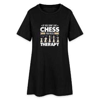 Schach Schachspieler Schachbrett - Frauen T-Shirt-Kleid - Schwarz - Vorne
