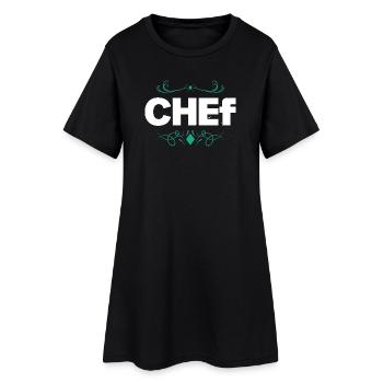 Chef logo with elegant ornamental lines - Women’s T-Shirt Dress - black - Front
