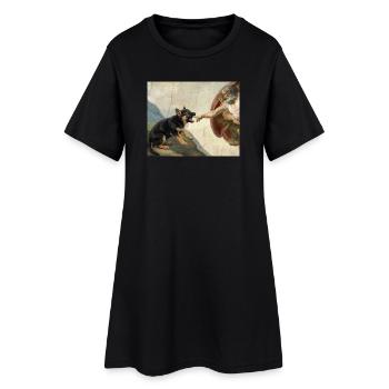 Mème du chien berger de la main du chien Dieu - Robe T-shirt Femme - noir - Devant