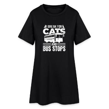 I brake for cats and bus stops - Women’s T-Shirt Dress - black - Front