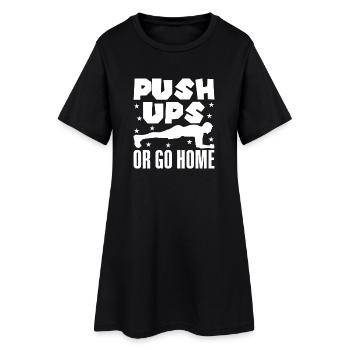 Les accros à la salle font des pompes ou des exercices de calistenie pour rentrer chez eux - Robe T-shirt Femme - noir - Devant