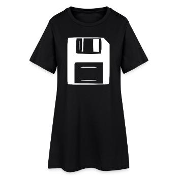 Retro_Vintage_80er_90er_Jahre_Diskette_weiss_Ge - Robe T-shirt Femme - noir - Devant