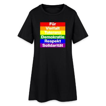 VIELFALT TOLERANZ DEMOKRATIE RESPEKT SOLIDARITÄT - Frauen T-Shirt-Kleid - Schwarz - Vorne
