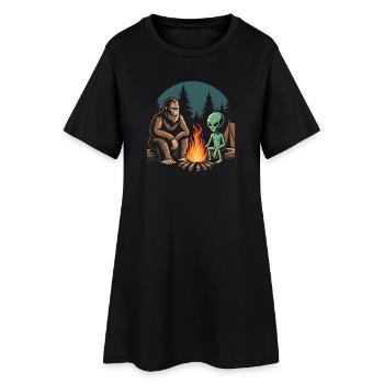 Randonnée - Aventure en plein air - Bigfoot et Alien - Robe T-shirt Femme - noir - Devant