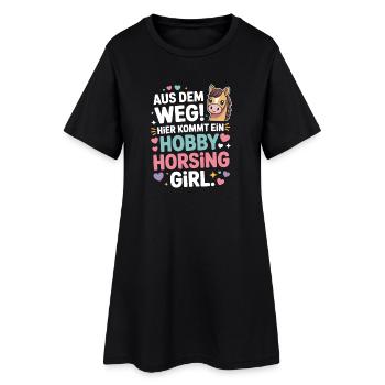 Hobby Horsing Girl Steckenpferd Pony Reiten Pferde - Frauen T-Shirt-Kleid - Schwarz - Vorne