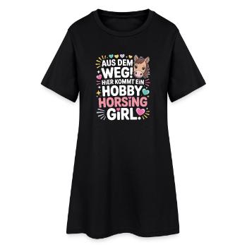 Hobby Horsing Girl Steckenpferd Pony Reiten Pferde - Frauen T-Shirt-Kleid - Schwarz - Vorne