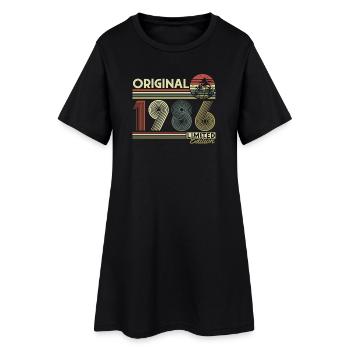 Original 1986 Vintage Vintage Retro Birthday - Women’s T-Shirt Dress - black - Front