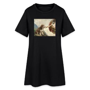 Mème Caniche Main, Chien Dieu - Robe T-shirt Femme - noir - Devant