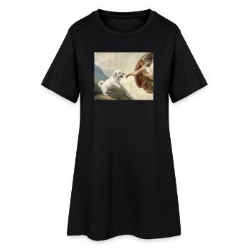 Mème des chiens maltais de la main du chien - Robe T-shirt Femme - noir - Devant