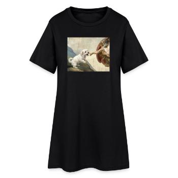 Mème des chiens maltais de la main du chien - Robe T-shirt Femme - noir - Devant