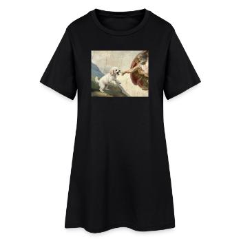 Dog God Hand Poodle Dogs meme - Women’s T-Shirt Dress - black - Front