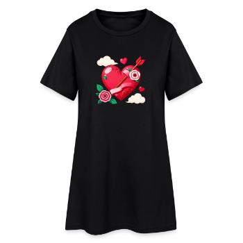 Art de la Saint-Valentin Rose Heart Arrow - Robe T-shirt Femme - noir - Devant