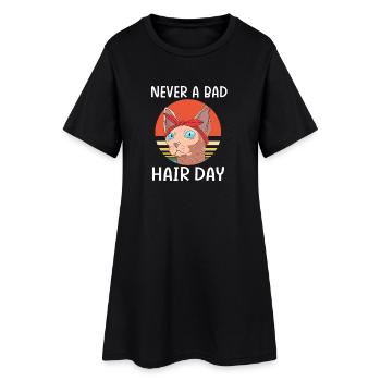 Sphynx Katzen - Frauen T-Shirt-Kleid - Schwarz - Vorne
