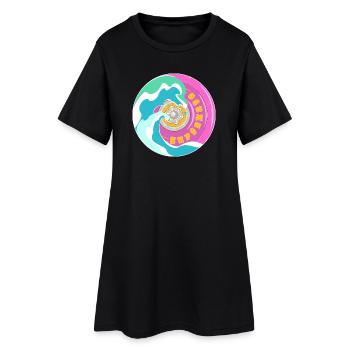 Motif surfskate en rose jaune avec des vagues - Robe T-shirt Femme - noir - Devant