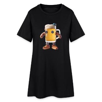 Personnage de la Chope de Bière avec des bras en saucisse - Robe T-shirt Femme - noir - Devant