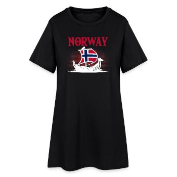 Norway Vacation Norge Fjords Travel Scandinavian - Women’s T-Shirt Dress - black - Front