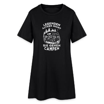 Legenden gehen campen - Frauen T-Shirt-Kleid - Schwarz - Vorne