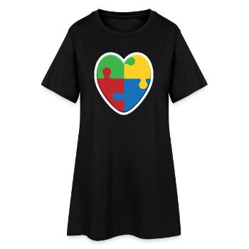 Puzzle du cœur de l’autisme - Robe T-shirt Femme - noir - Devant