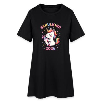 Schulkind 2026 Einschulung 2026 Schulanfang - Frauen T-Shirt-Kleid - Schwarz - Vorne