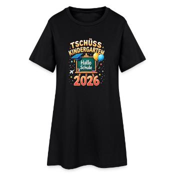 Schulkind 2026 Einschulung 2026 Schulanfang - Frauen T-Shirt-Kleid - Schwarz - Vorne