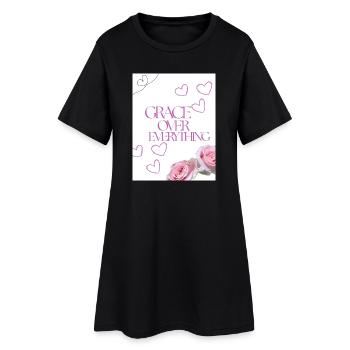 La grâce sur tout Cœur floral - Robe T-shirt Femme - noir - Devant
