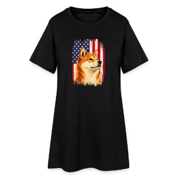 Drapeau patriotique Shiba Inu US Doge USA - Robe T-shirt Femme - noir - Devant